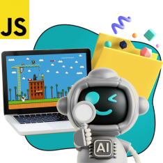 Язык программирования JavaScript + AI. Проектное обучение + геймификация + AI-помощники - КИБЕРшкола программирования для детей, компьютерные курсы для школьников, начинающих и подростков - KIBERone г. Ногинск